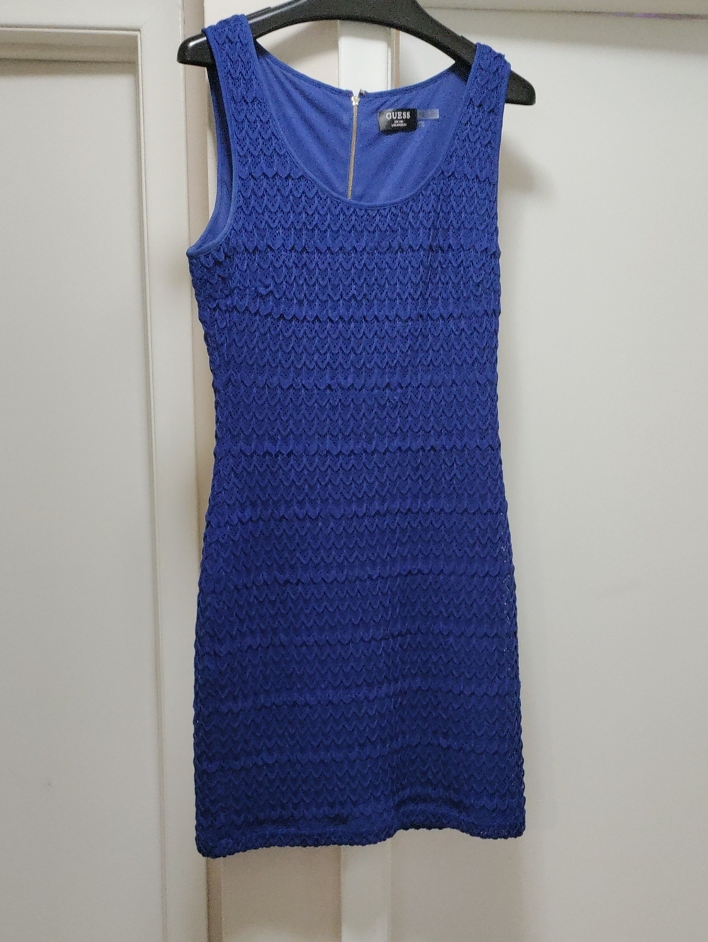 GUESS Cobalt Blue Textured Sleeveless Mini Dress